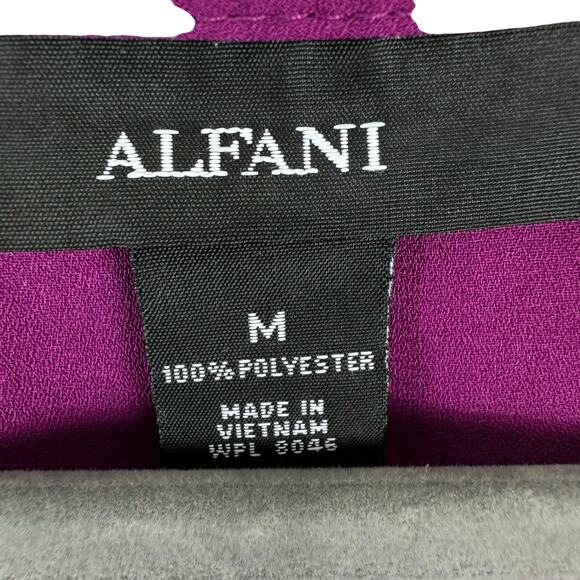 Alfani Purple White Patterned Faux Wrap Split Neck Sleeveless Blouse Size M - Picture 5 of 6